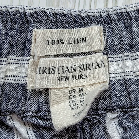 Christian Siriano Preppy Striped Linen Shorts in Blue and White Size Medium - Picture 5 of 7